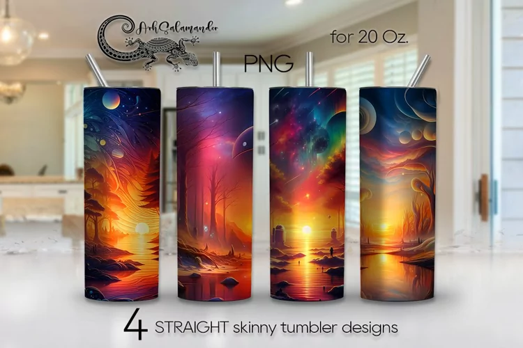 Fantasy landscape | Skinny tumbler Sublimation design PLUS