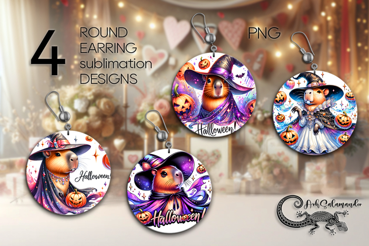 Funny Halloween character | 4 Sublimation round earring