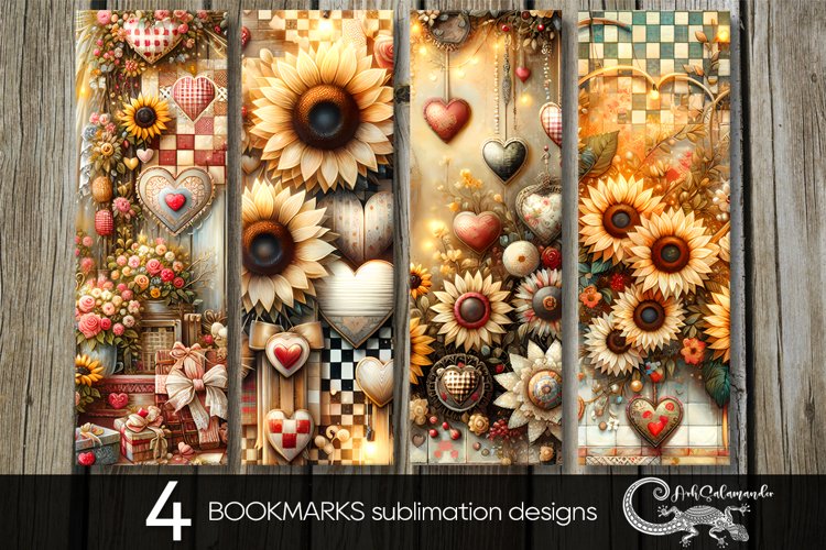 Romantic sunflowers | valentine bookmarks sublimation design