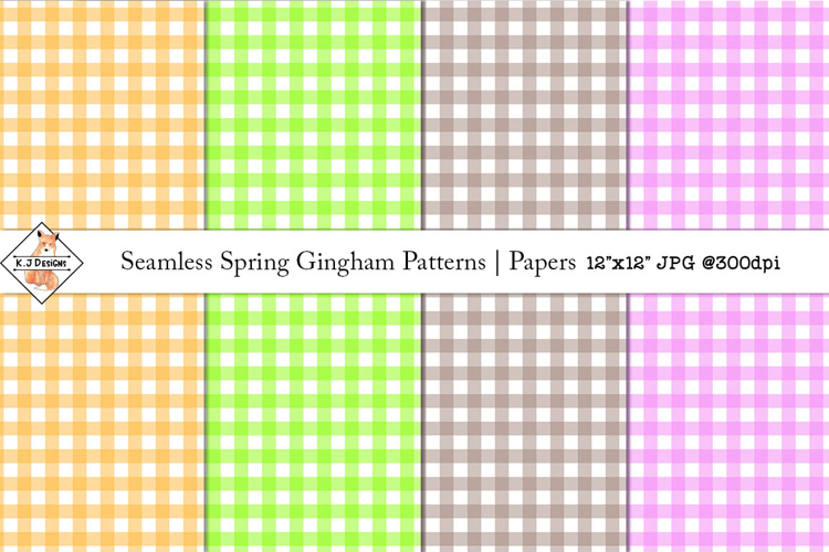 Seamless Spring Gingham Patterns | Digital papers