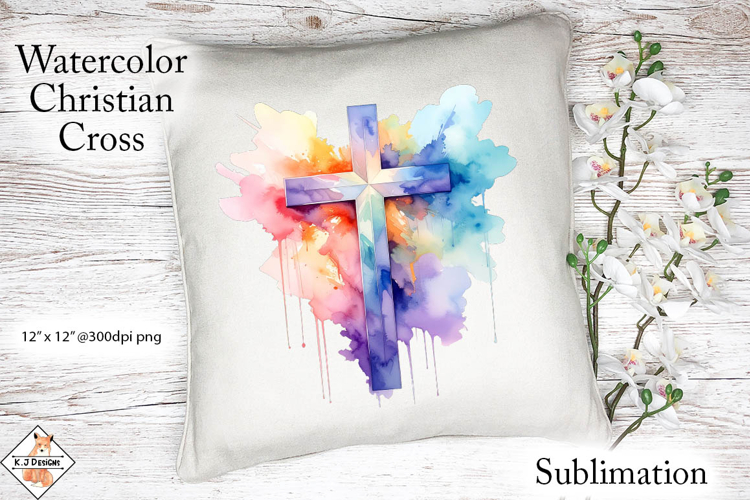 Watercolor Colorful Cross Sublimation | Christian Designs