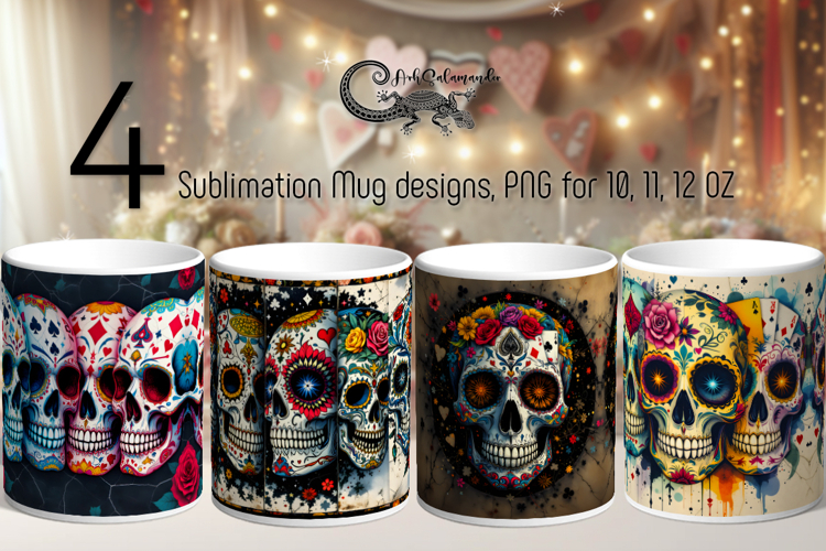 Sugar Skulls | Halloween Sublimation Mug design PL