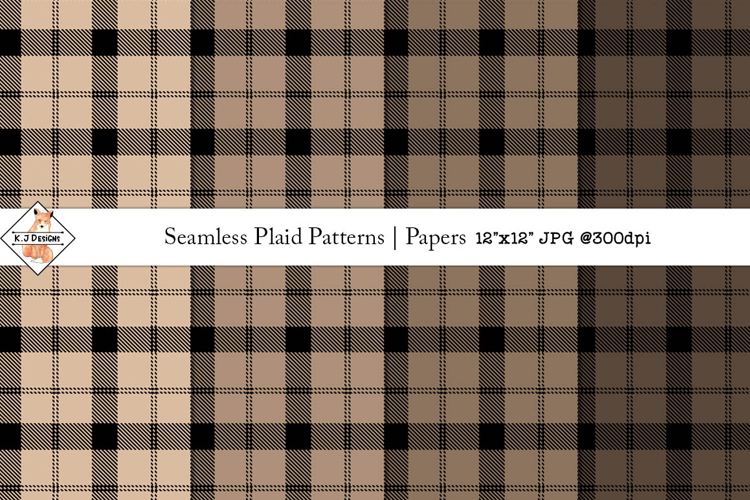 Seamless Brown Plaid Patterns | Digital Papers