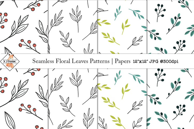 Seamless Floral Leaves Patterns | Papers