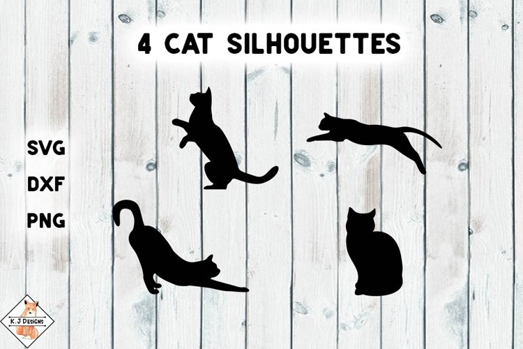 Cat Silhouettes SVG DXF PNG