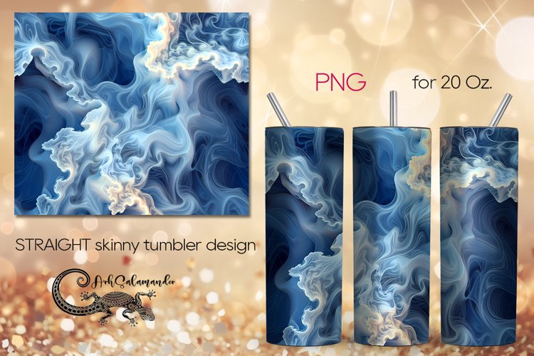 Abstract blue design | Marble Straight Skinny Tumbler PLUS6