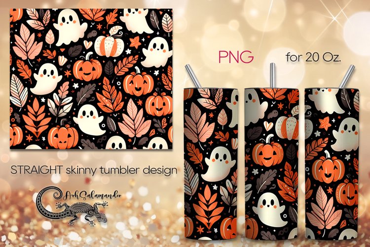 Halloween Pattern | Skinny tumbler sublimation design PLUS6