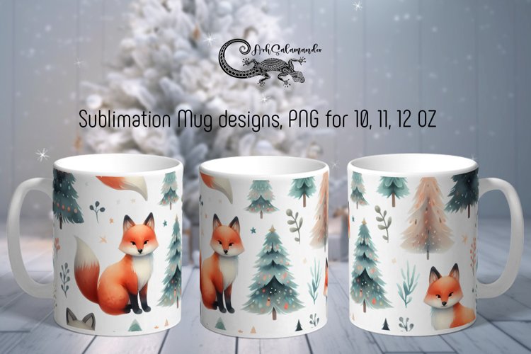 Christmas pattern | Fox Mug sublimation design PLUS6