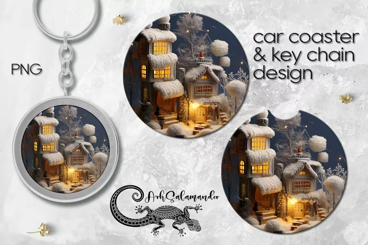 Knitted Xmas | Sublimation Car coaster & key chain PLUS6