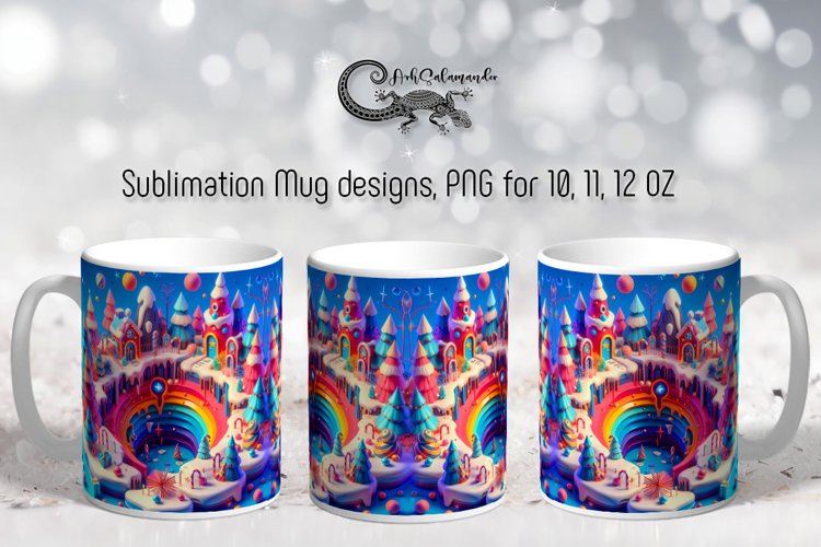 3d Christmas landscape | Mug sublimation design PLUS6 example image 1