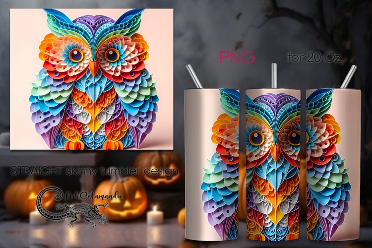 3D papercut Owl | skinny tumbler Sublimation design PLUS6