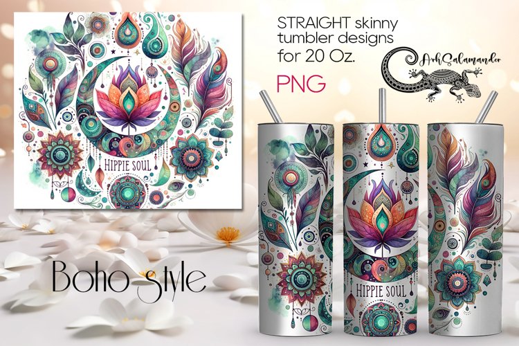 Boho style Inscription| Hippie Straight Skinny Tumbler PLUS6