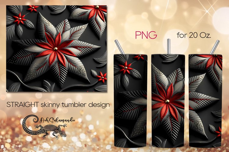 Embroidery | gold skinny tumbler Sublimation design PLUS6 example image 1