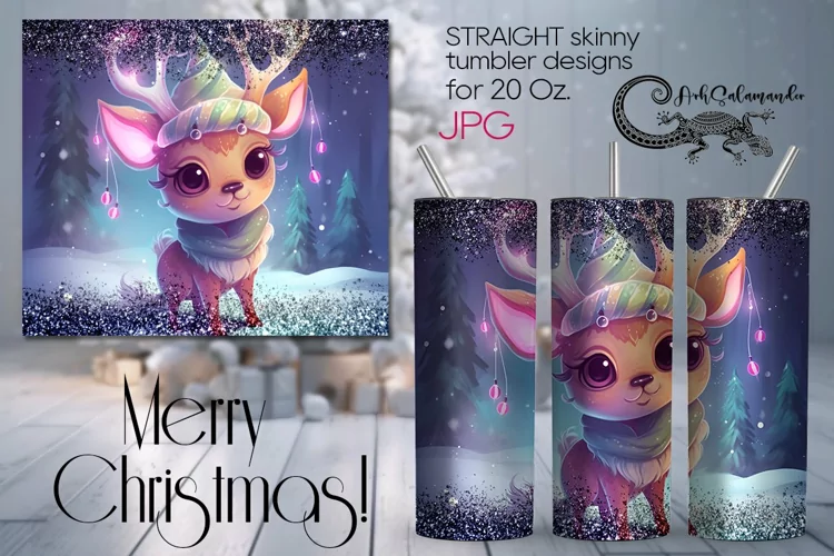 Christmas deer | Kids Xmas Sublimation tumbler design PLUS6