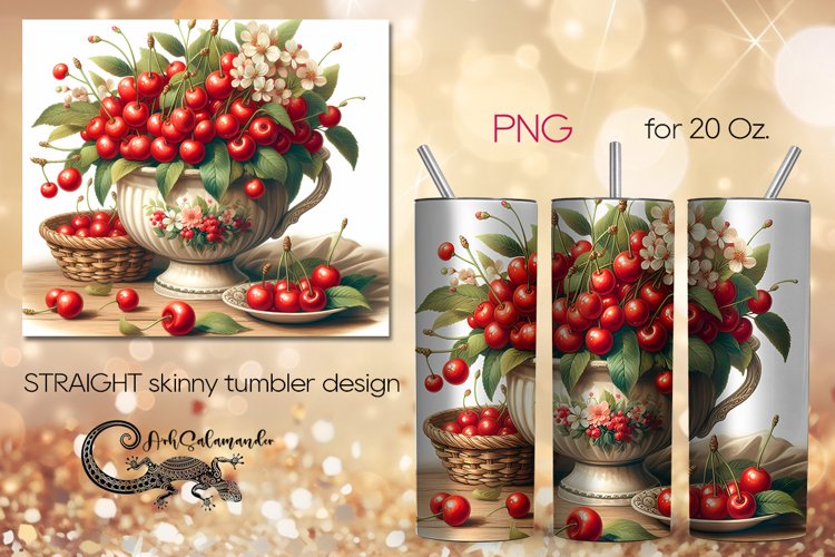Berries | Retro style Skinny tumbler Sublimation design PL6