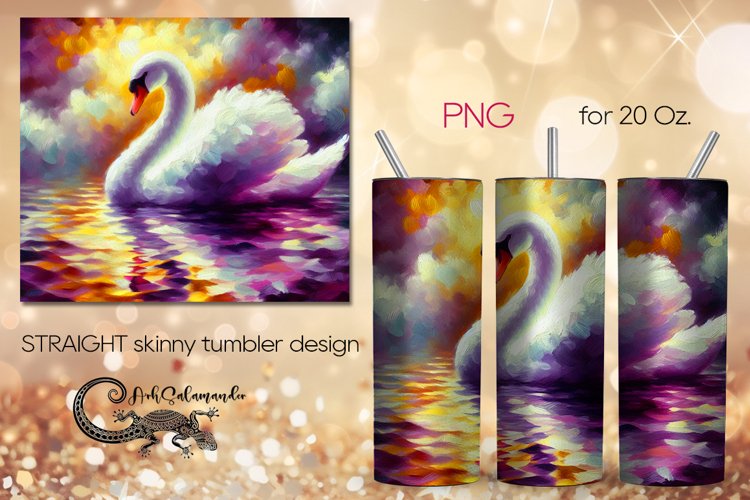 Swan | impressiomism skinny tumbler Sublimation design PLUS6