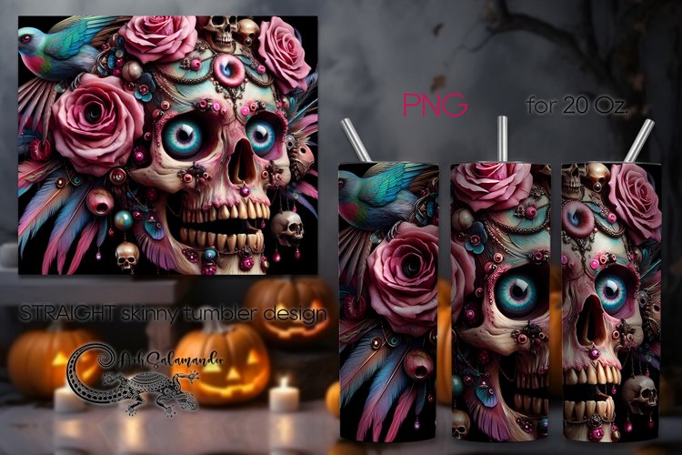 Funny skulls | Halloween Skinny tumbler sublimation PLUS6