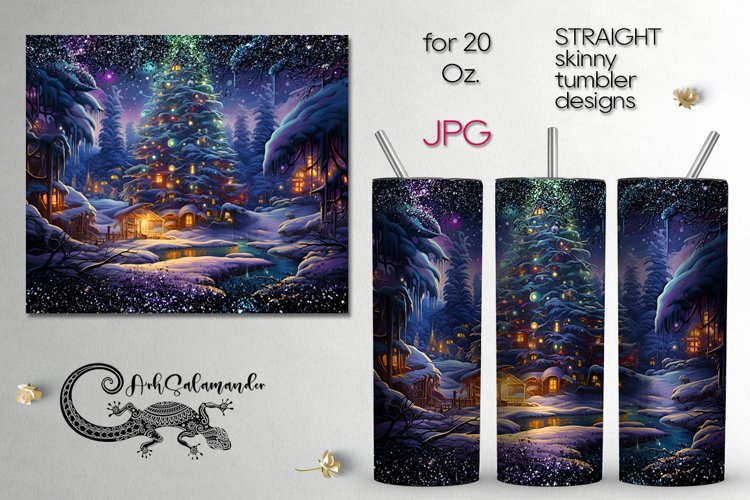 Futuristic Christmas | Xmas Sublimation tumbler design PLUS6 example image 1