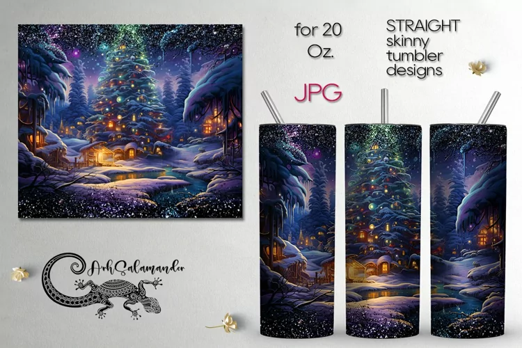 Futuristic Christmas | Xmas Sublimation tumbler design PLUS6