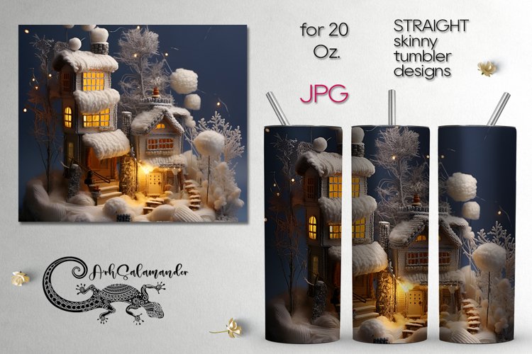 Knitted Christmas | Xmas Sublimation tumbler design PLUS6 example image 1