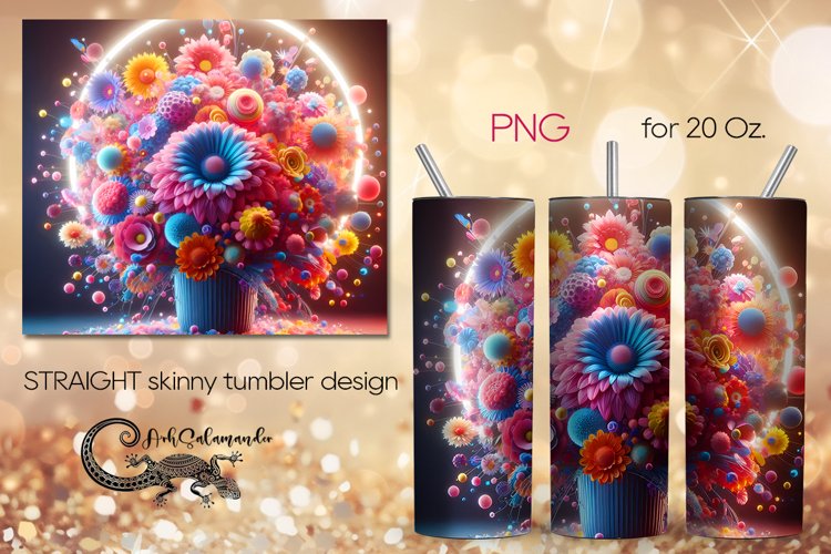 Flowers fantasy| modern skinny tumbler Sublimation design P6
