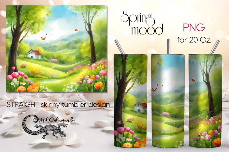 Spring landscape | Skinny tumbler Sublimation design PLUS6