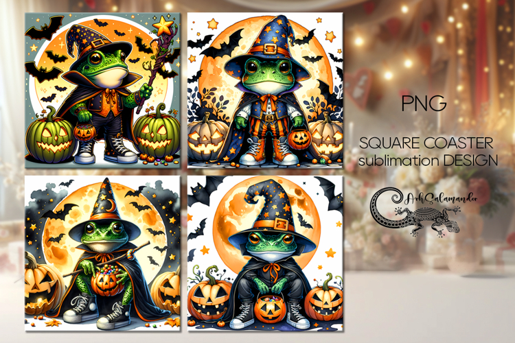 Halloween character | 4 square coaster sublimation designs P