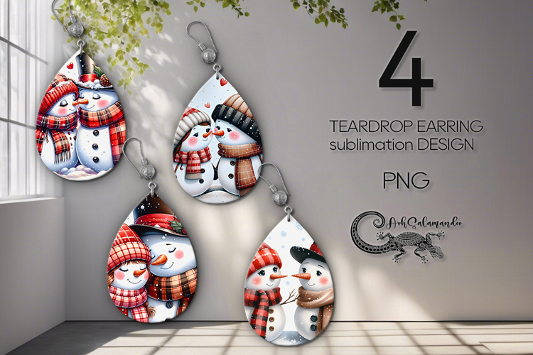 Cute snowman | christmas Teardrop earring sublimation PL