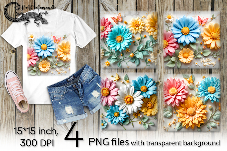 3D Spring flowers | 4 love PNG Sublimation designs P