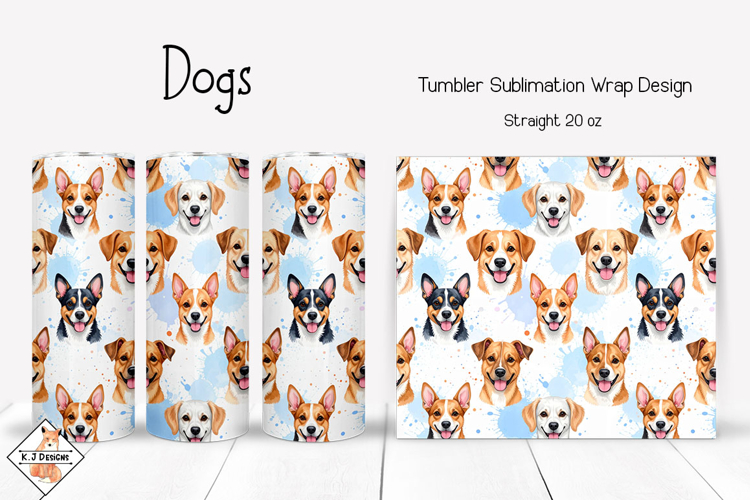 Dogs Sublimation Tumbler Wrap Design