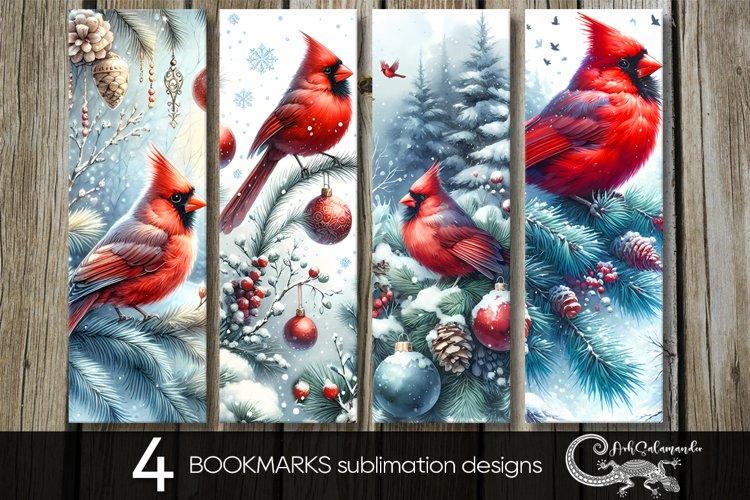 Christmas cardinal | Xmas bookmarks sublimation design PL