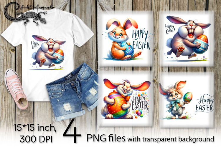 Easter rabbit | 4 spring PNG Sublimation designs P