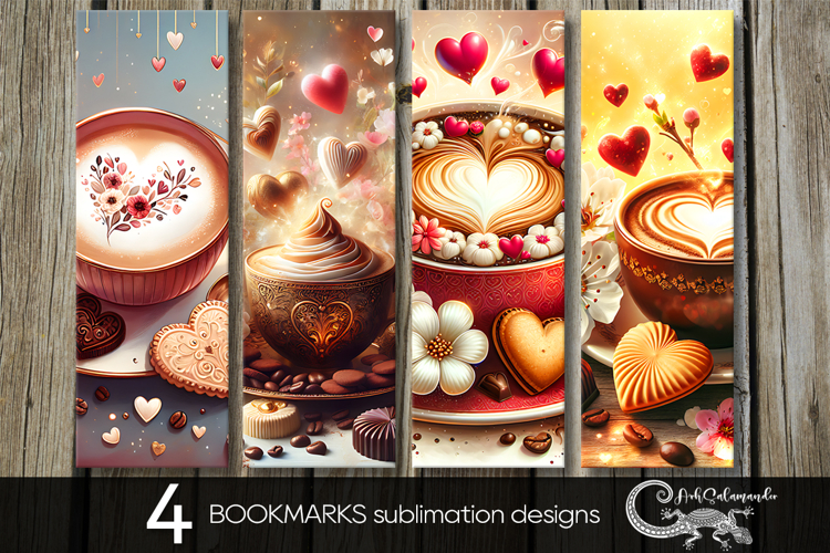 Coffee is my love | 4 bookmarks sublimation designs P