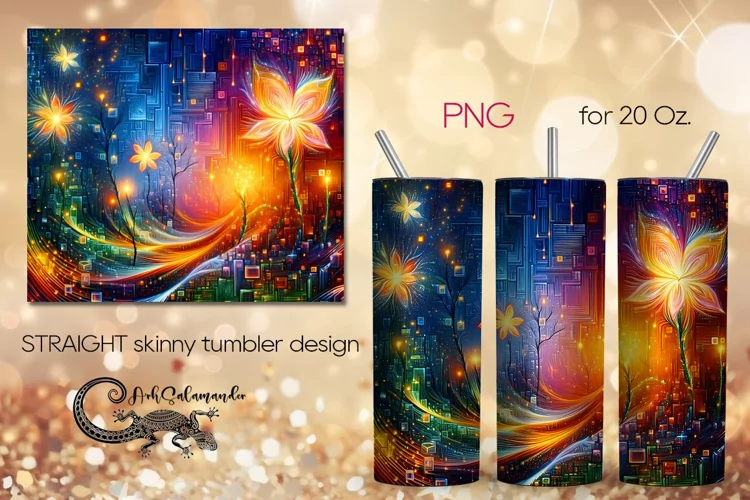 Abstract bright design | Straight Skinny Tumbler PLUS, PNG