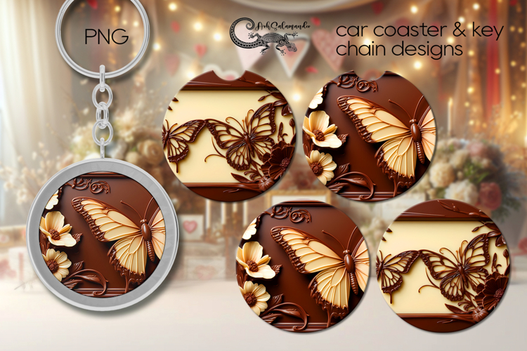 Chocolate is my love | Car coaster & key chain sublimation P