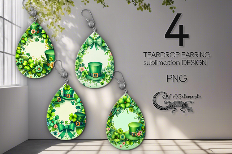 St. Patricks day clover | 4 teardrop Earrings designs P