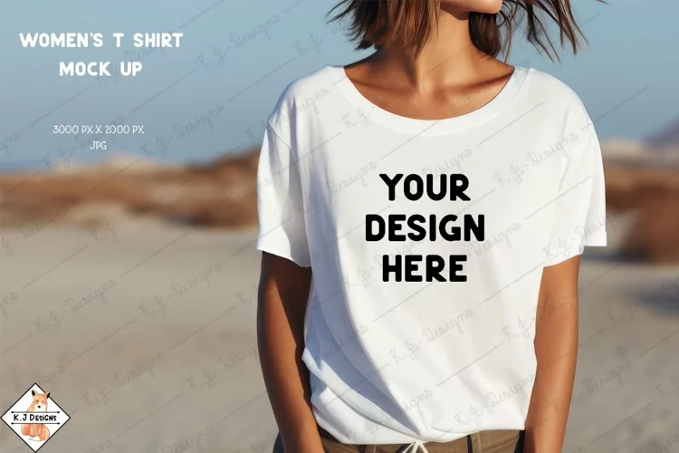 Women's White T shirt Mock Up