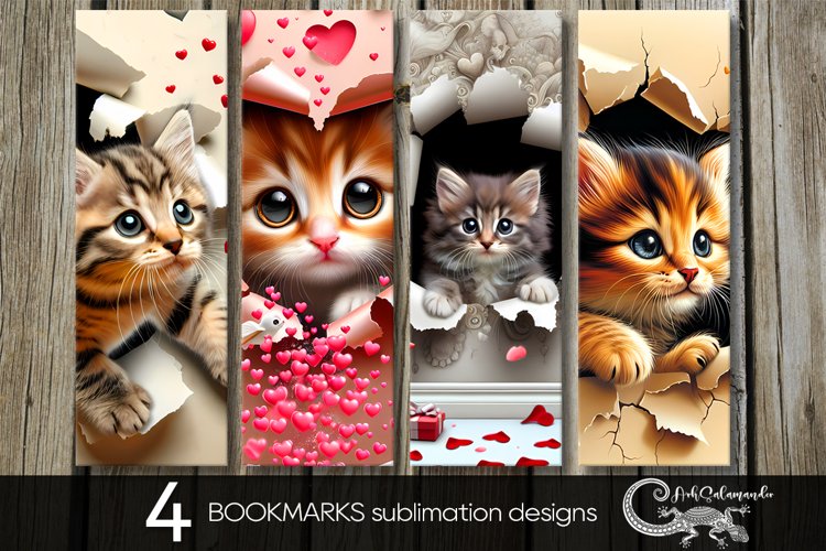 Valentine cat | Love bookmarks sublimation design PL
