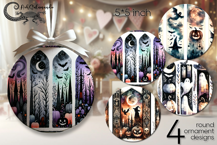 Halloween brushstroke | round ornaments sublimation design