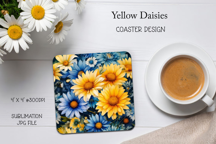 Yellow Daisies Coaster Sublimation Design