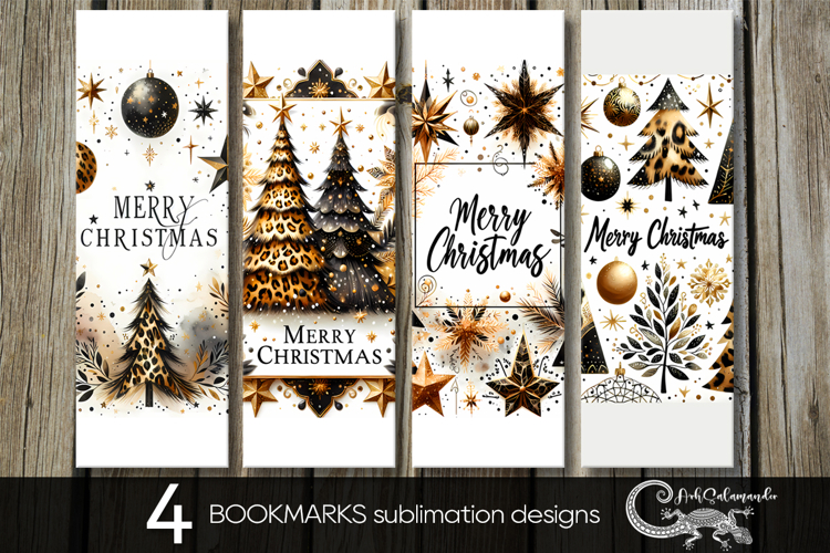 Christmas tree | 4 Xmas bookmarks sublimation design PL