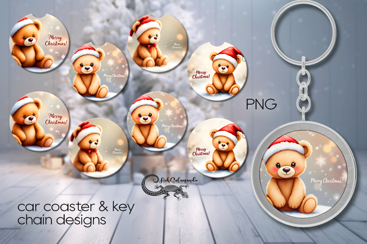 Christmas toys | 4 xmas Car coaster & 4 key chain designs P