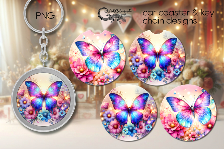 Butterfly | car coaster   key chain sublimation design PL