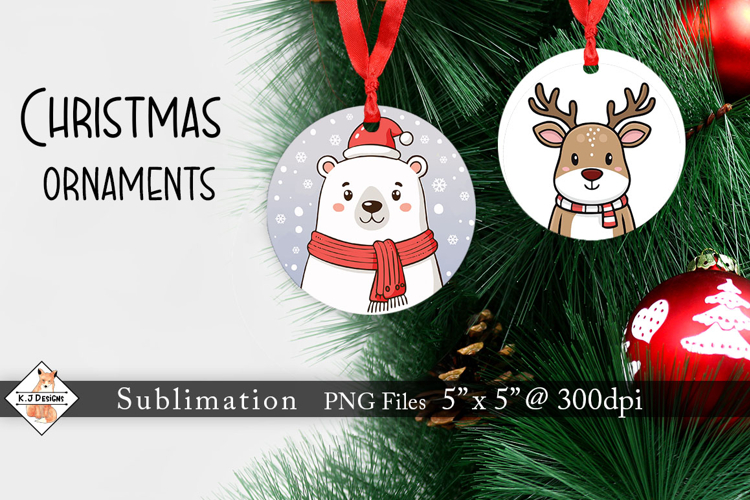 Polar Bear & Deer Christmas Ornaments