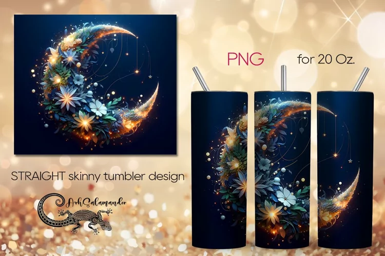 Moon flowers | Magic Skinny tumbler sublimation design PLUS