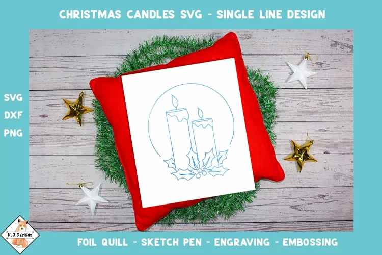 Christmas Candles SVG Foil Quill | Single Line Designs