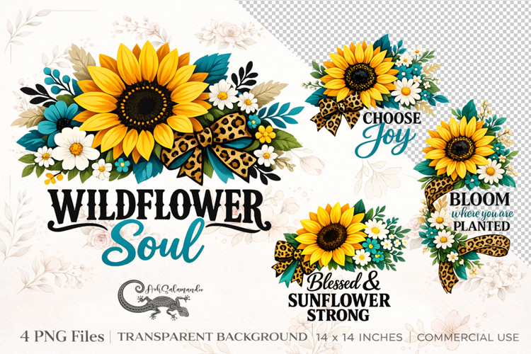Western sunflowers | 4 blessed PNG Sublimation designs