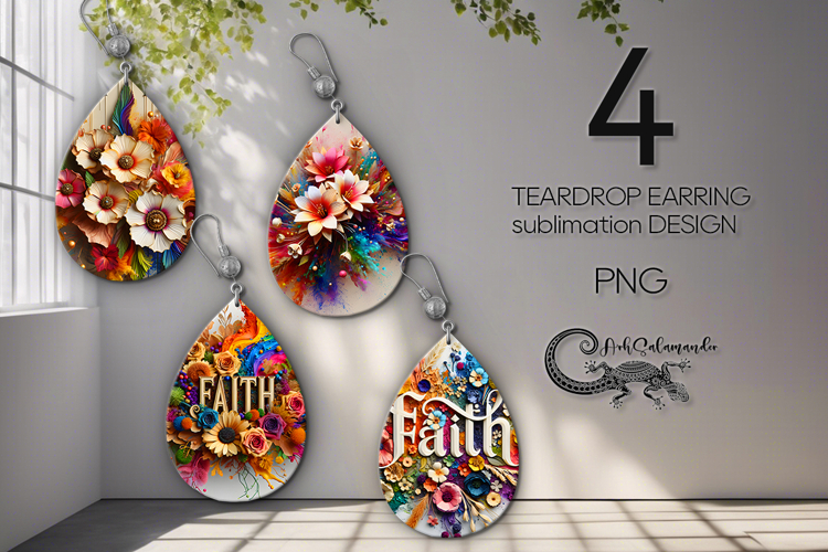 Faith | 4 Sublimation Teardrop Earring designs P