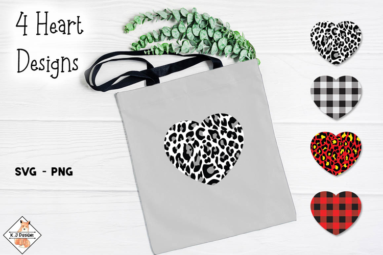 Heart Leopard Pattern Designs SVG - PNG example image 1