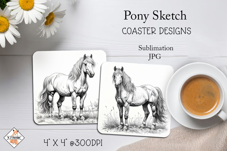 Horse Sketches Coaster Design Sublimation